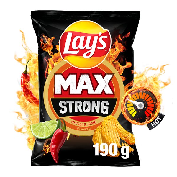 Lay&#039;s Max Strong Chipsy ziemniaczane karbowane o smaku ostrego chilli i limonki 190 g