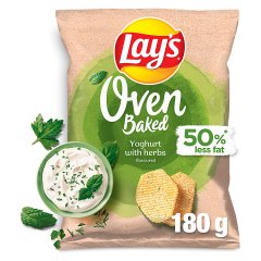 Lay's Oven Baked Pieczone formowane chipsy ziemniaczane o smaku jogurtu z ziołami 180 g