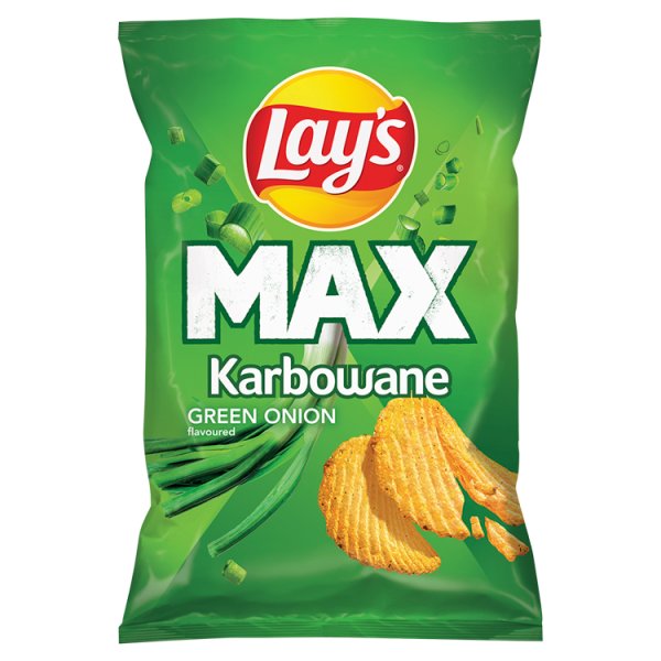 Lay&#039;s Max Chipsy ziemniaczane karbowane o smaku zielonej cebulki 190 g
