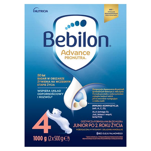 Bebilon 4 Advance Pronutra Junior Formuła na bazie mleka po 2. roku życia 1000 g (2 x 500 g)