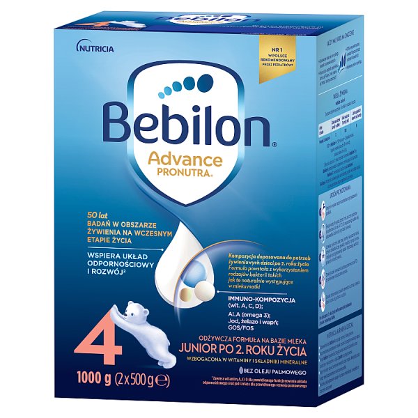 Bebilon 4 Advance Pronutra Junior Formuła na bazie mleka po 2. roku życia 1000 g (2 x 500 g)