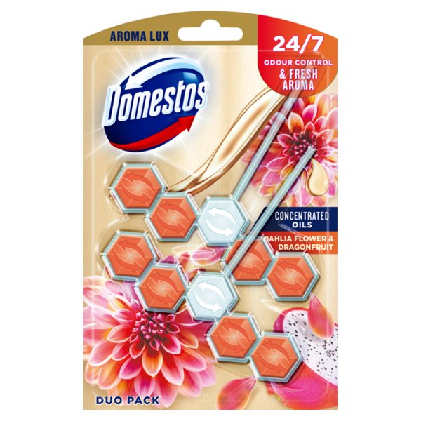 Domestos Aroma Lux Dahlia Flower &amp; Dragonfriut Kostka toaletowa 2 x 55 g