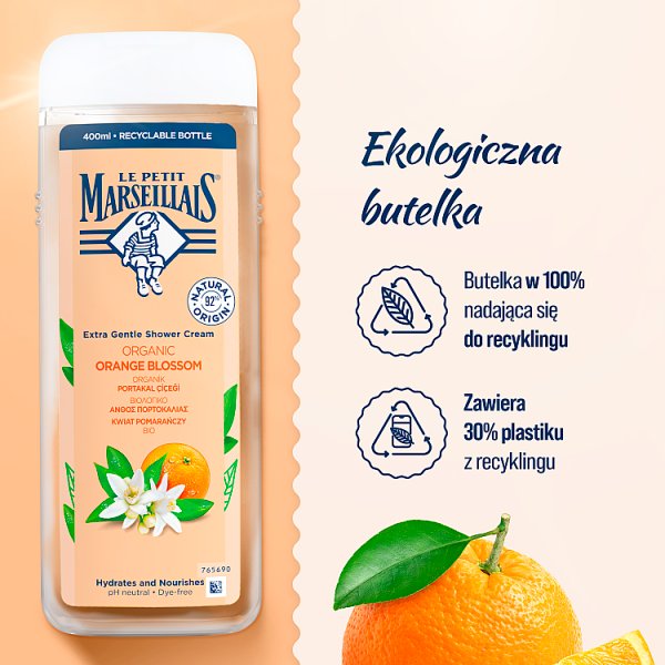 Le Petit Marseillais Kremowy żel pod prysznic kwiat pomarańczy bio 400 ml
