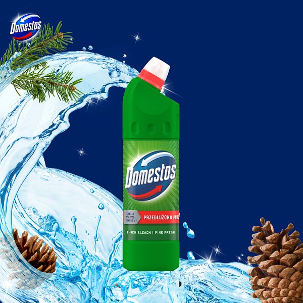 Domestos Przedłużona Moc Pine Fresh Płyn czyszcząco-dezynfekujący 1 l
