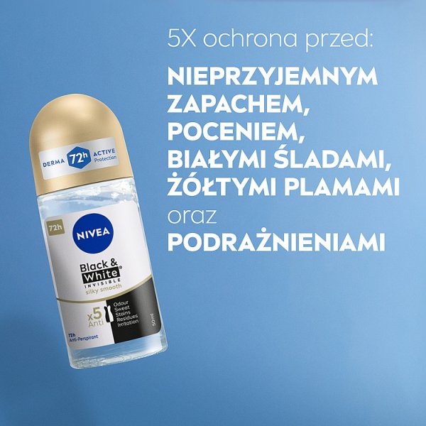 Nivea Black&amp;White Invisible Silky Smooth Antyperspirant Roll ON 50 ml