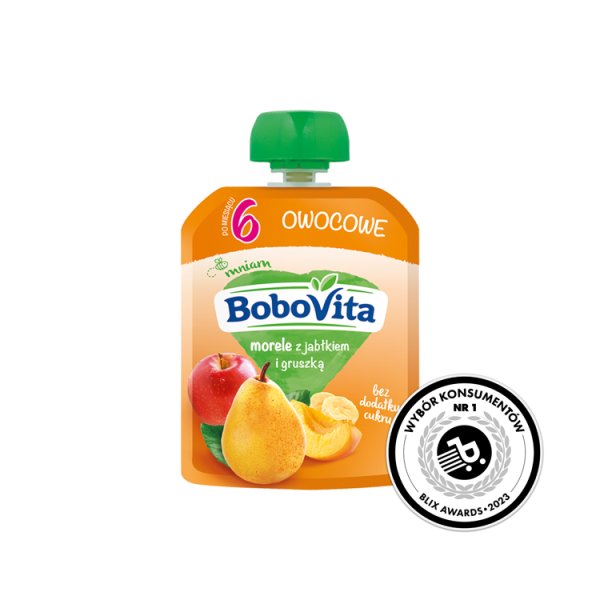 BoboVita Mus morele z jabłkiem i gruszką po 6 miesiącu 80 g