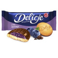 Delicje Szampańskie Biszkopty z galaretką o smaku jagodowym oblewane czekoladą 147 g