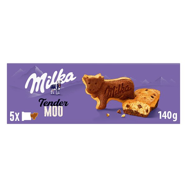 Milka Tender Moo Ciastko biszkoptowe z kawałkami czekolady mlecznej 140 g (5 x 28 g)