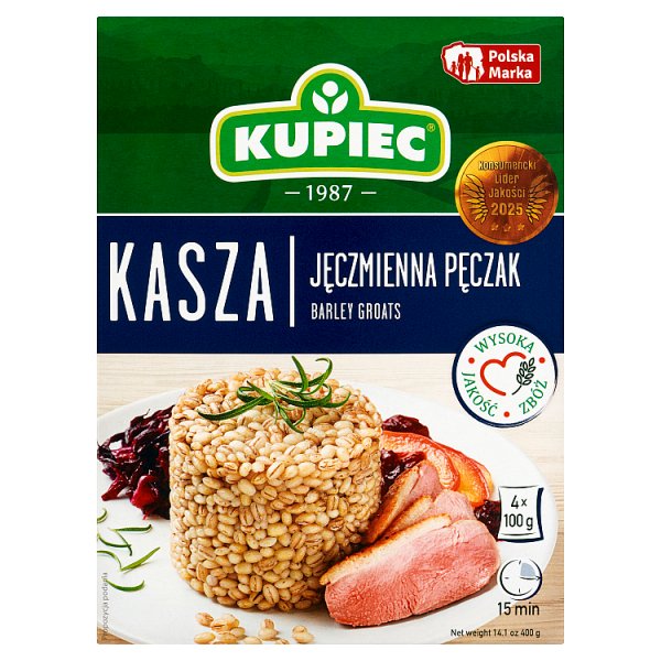 Kupiec Kasza jęczmienna pęczak 400 g (4 x 100 g)