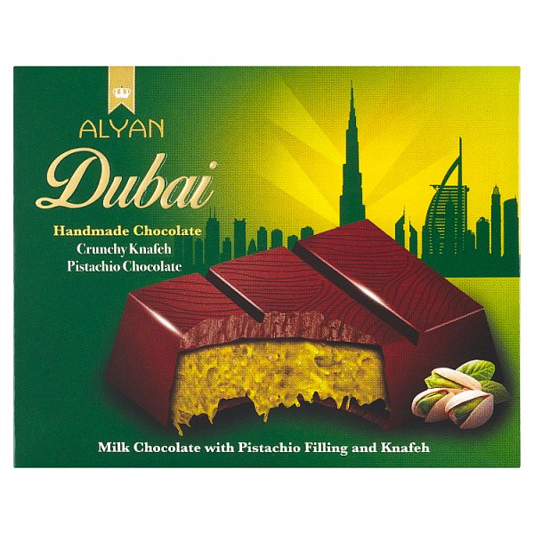 Alyan Czekolada mleczna Dubaj z nadzieniem pistacjowym i kunafą 100 g