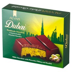 Alyan Czekolada mleczna Dubaj z nadzieniem pistacjowym i kunafą 100 g