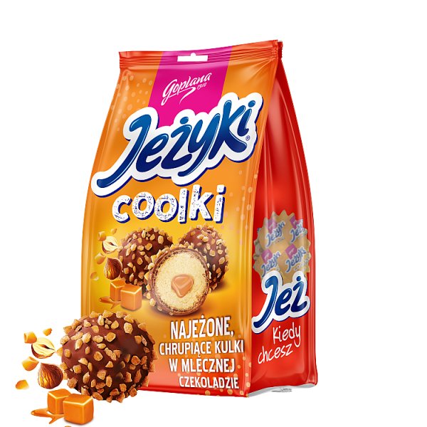 Jeżyki Coolki Milk Wafelek z kremem o smaku herbatnikowym i masą karmelową 140,4 g