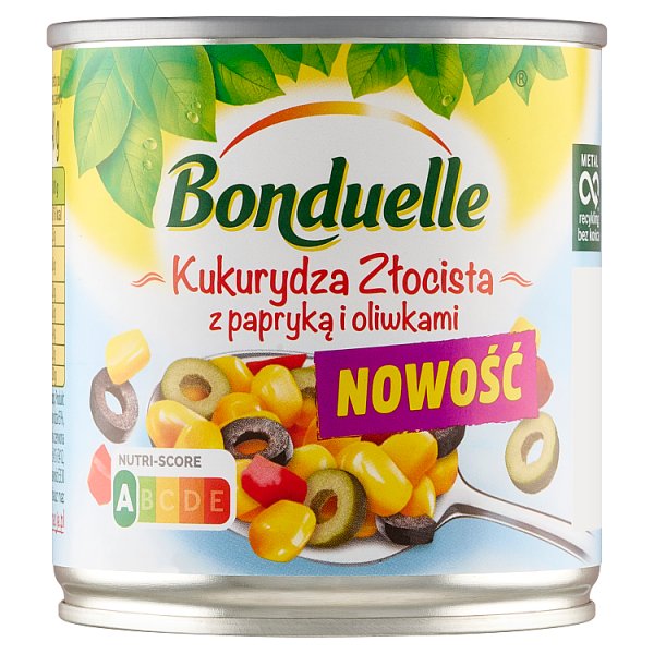 Bonduelle Kukurydza złocista z papryką i oliwkami 170 g