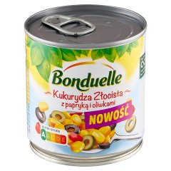 Bonduelle Kukurydza złocista z papryką i oliwkami 170 g