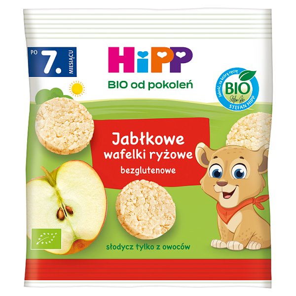 HiPP BIO Jabłkowe wafelki ryżowe bezglutenowe po 7. miesiącu 30 g
