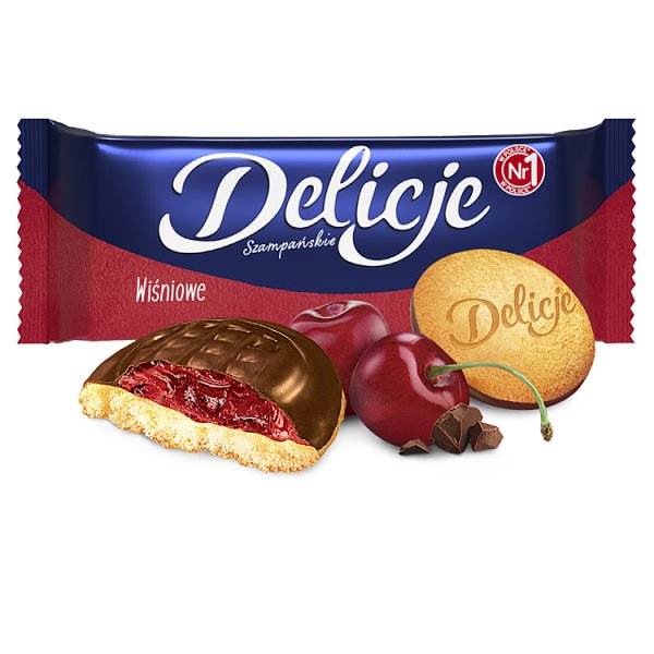 Delicje Szampańskie Biszkopty z galaretką wiśniową oblewane czekoladą 147 g