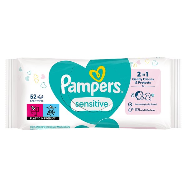 Pampers Sensitive Chusteczki nawilżane dla dzieci, 12 opakowania = 52 chusteczek