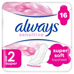 Always Ultra Sensitive Super (rozmiar 2) Podpaski ze skrzydełkami, 16 sztuk