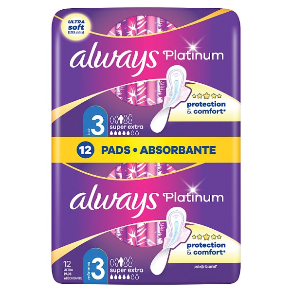 Always Platinum Super Extra (rozmiar 3) Podpaski ze skrzydełkami 12