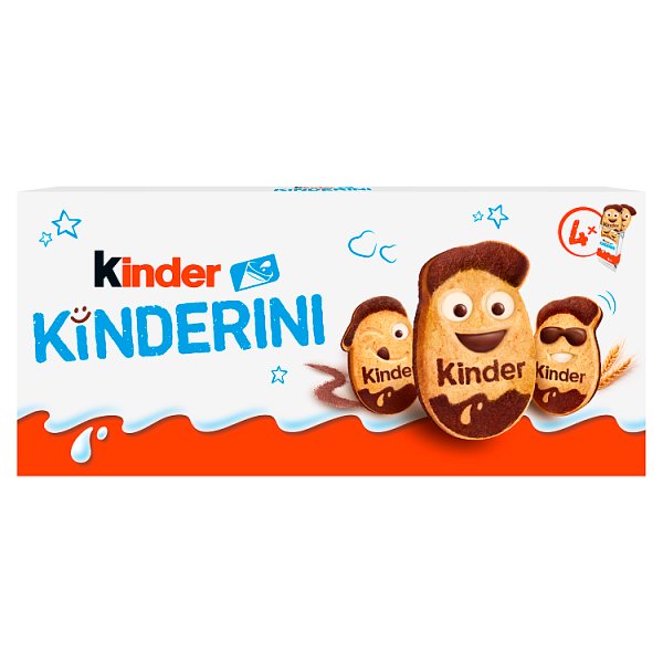 Kinder Kinderini Biszkopty z mlecznymi i kakaowymi dekoracjami 100 g (4 x 2 sztuki)