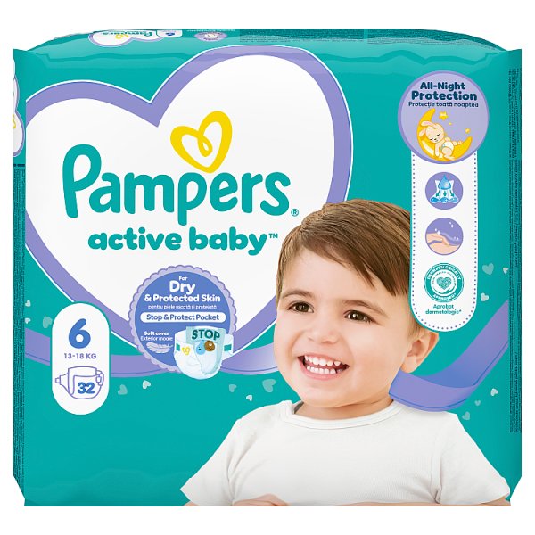 Pampers Active Baby, rozmiar 6, 32 pieluszek, 13kg-18kg