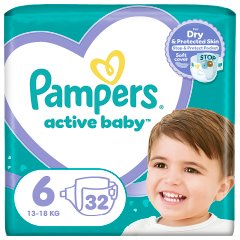 Pampers Active Baby, rozmiar 6, 32 pieluszek, 13kg-18kg