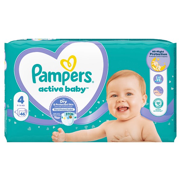Pampers Active Baby, rozmiar 4, 46 pieluszek, 9kg-14kg