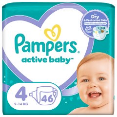Pampers Active Baby, rozmiar 4, 46 pieluszek, 9kg-14kg