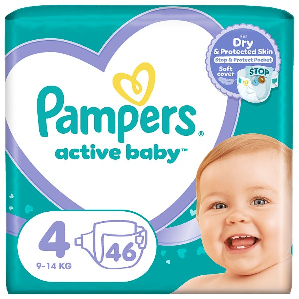 Pampers Active Baby, rozmiar 4, 46 pieluszek, 9kg-14kg