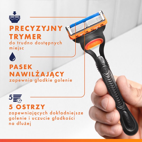 Gillette Fusion5,  Wkłady wymienne do maszynki do golenia z 5 ostrzami i precyzyjnym trymerem