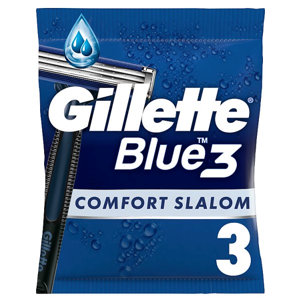 Gillette Blue3 Comfort Slalom Jednorazowa maszynka do golenia dla mężczyzn, 3 sztuk