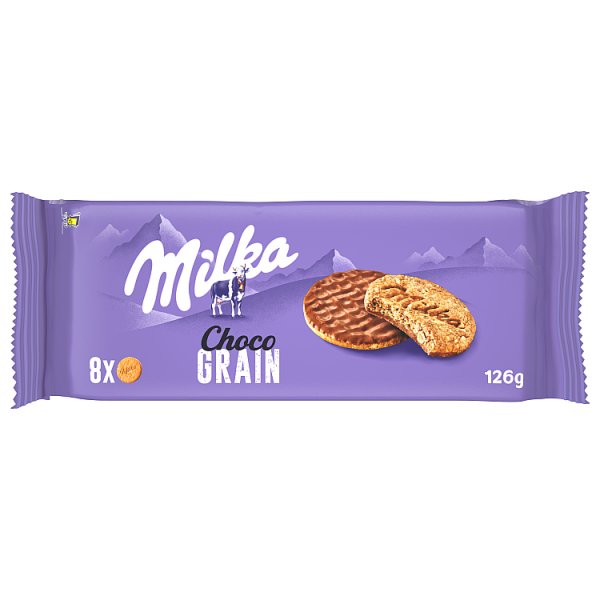 Milka Choco Grain Ciastka z płatkami owsianymi oblane czekoladą mleczną 126 g