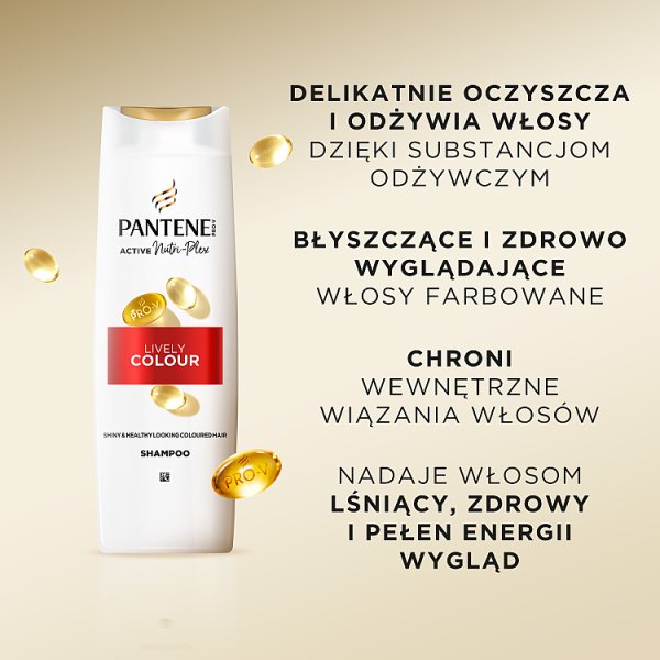 Szampon Pantene Pro-V Lively Color, formuła Pro-V + antyoksydanty, do włosów farbowanych, 400 ml