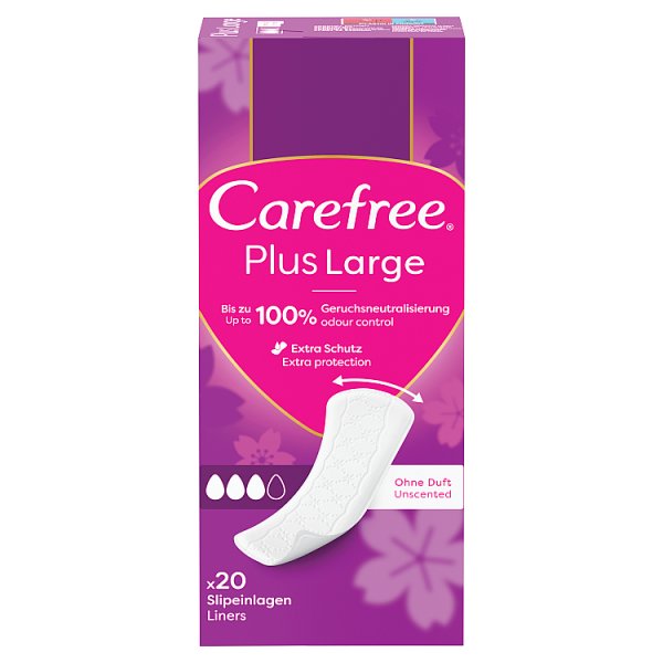 Carefree Plus Large Wkładki higieniczne bezzapachowe 20 sztuk