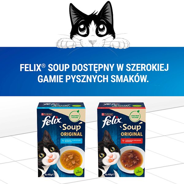 Felix Soup Original Uzupełniająca karma dla kota zestaw zup 6 x 48 g