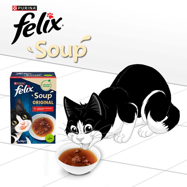 Felix Soup Original Uzupełniająca karma dla kota zestaw zup 6 x 48 g