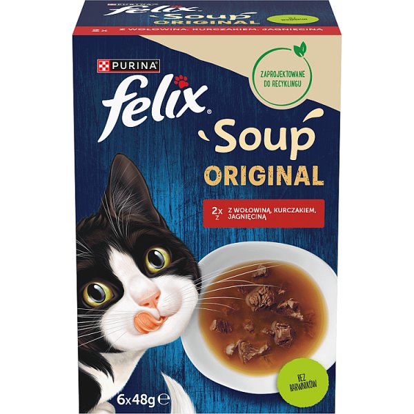 Felix Soup Original Uzupełniająca karma dla kota zestaw zup 6 x 48 g