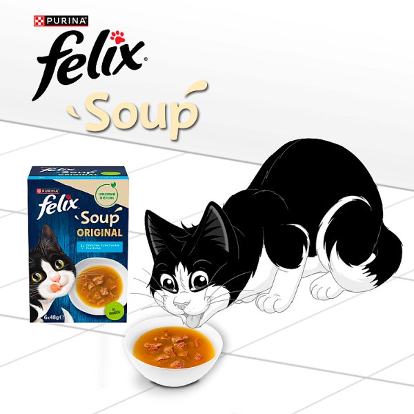 Felix Soup Original Uzupełniająca karma dla kota 6 x 48 g