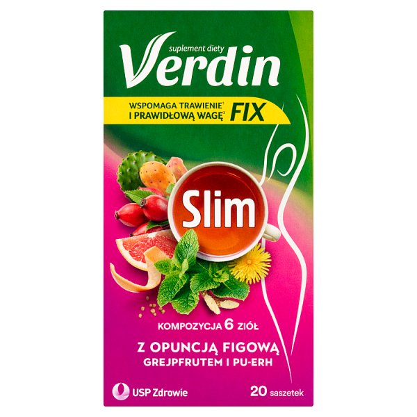 Verdin Fix Slim Suplement diety kompozycja 6 ziół z opuncją figową 40 g (20 x 2 g)