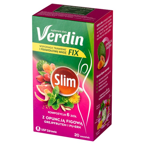 Verdin Fix Slim Suplement diety kompozycja 6 ziół z opuncją figową 40 g (20 x 2 g)