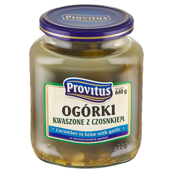 Provitus Ogórki kwaszone z czosnkiem 640 g