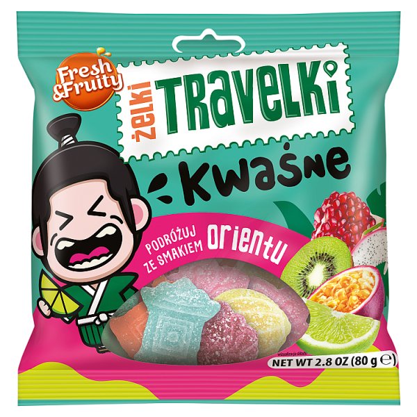 Fresh &amp; Fruity Żelki travelki kwaśne 80 g