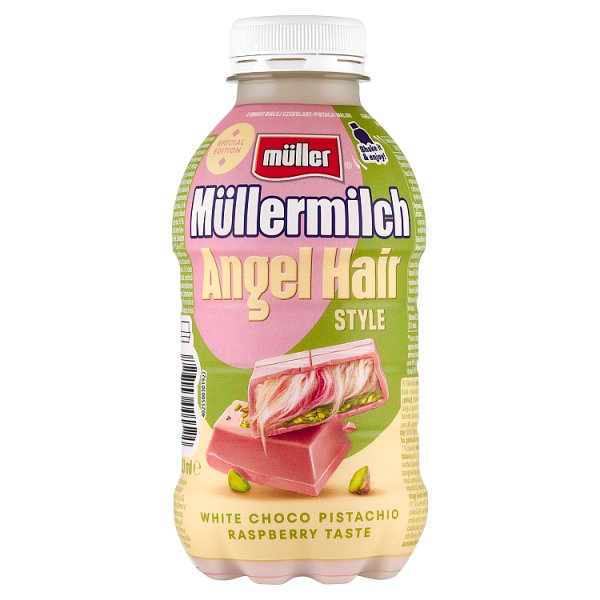Müller Müllermilch Napój mleczny o smaku białej czekolady-pistacji-maliny 400 g
