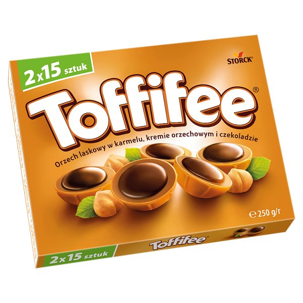 Toffifee Orzech laskowy w karmelu kremie orzechowym i czekoladzie 250 g (30 sztuk)