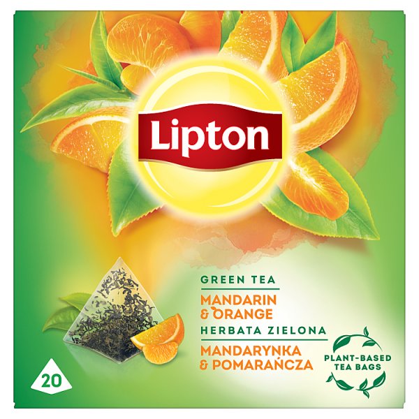 Lipton Herbata zielona mandarynka &amp; pomarańcza 36 g (20 torebek)