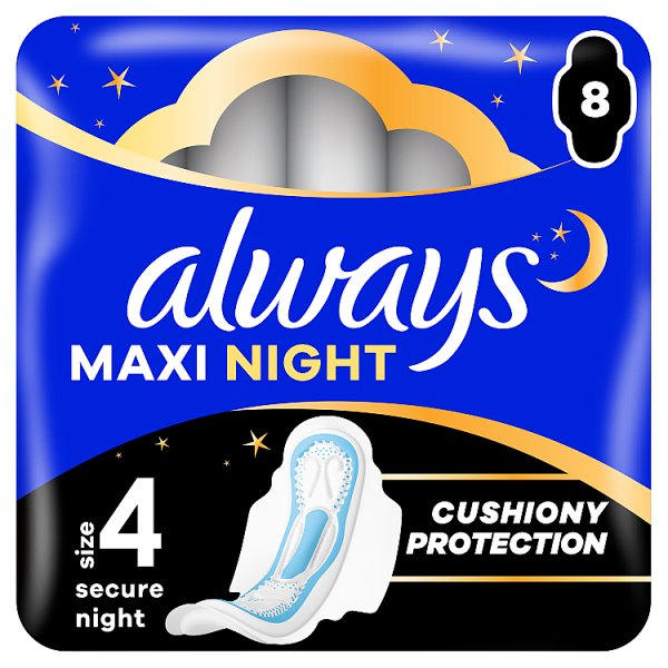 Always Maxi Podpaski Ze Skrzydełkami Secure Night (Rozmiar 4) 8 Podpaski