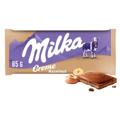 Milka Creme Czekolada mleczna z nadzieniem z orzechów laskowych 85 g