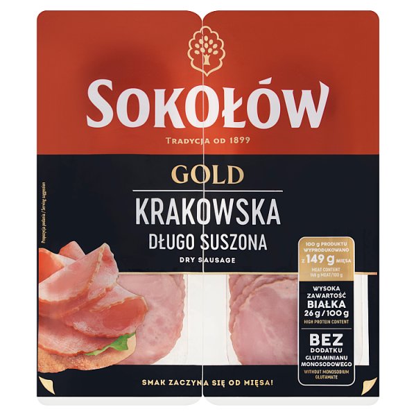 Sokołów Gold Kiełbasa krakowska długo suszona 2 x 50 g