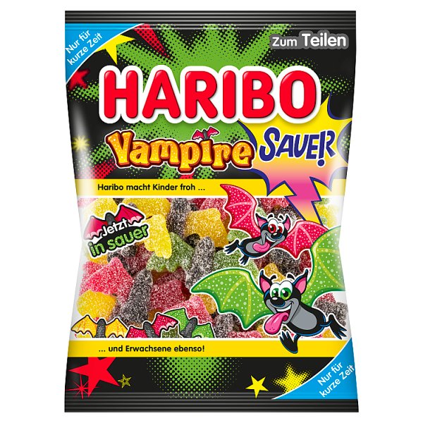 Haribo Vampire Sauer Żelki o smaku owocowym i lukrecji 175 g