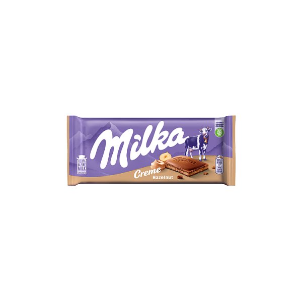 Milka Creme Czekolada mleczna z nadzieniem z orzechów laskowych 85 g